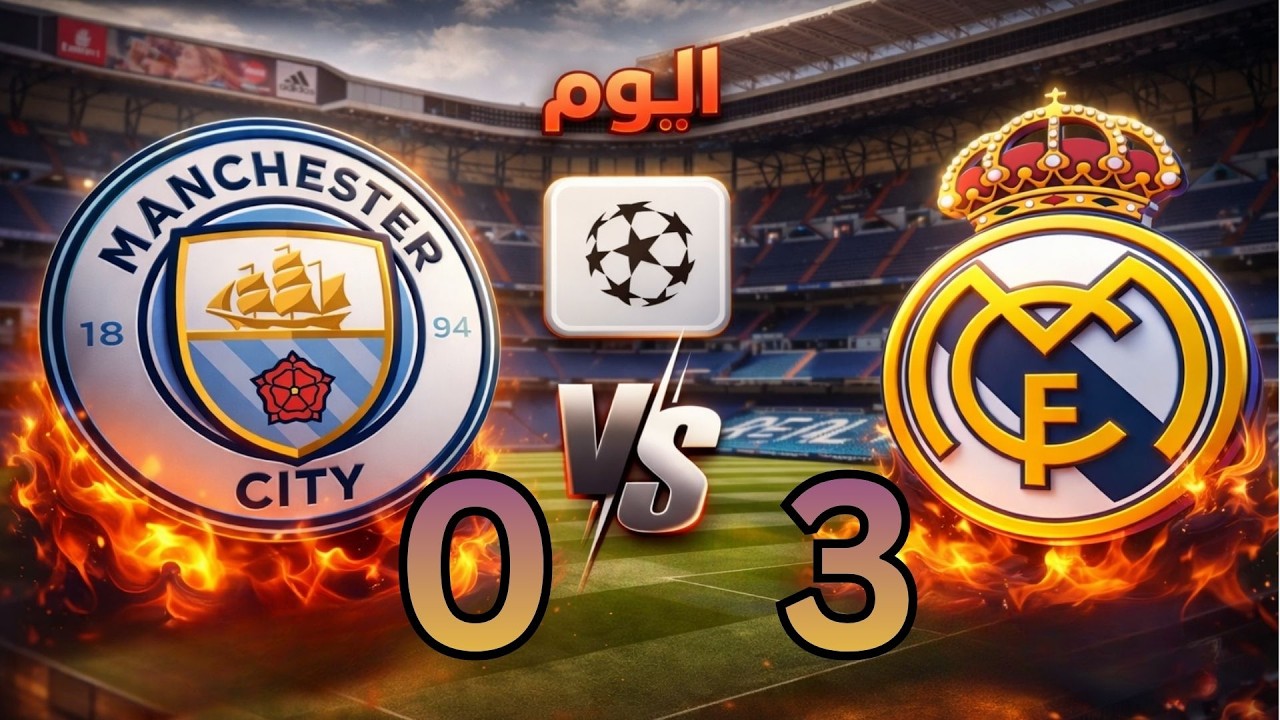 ملخص  | نتيجة مباراة ريال مدريد × مانشستر سيتي اليوم | دور الـ 16 في دوري أبطال أوروبا الشوط 2