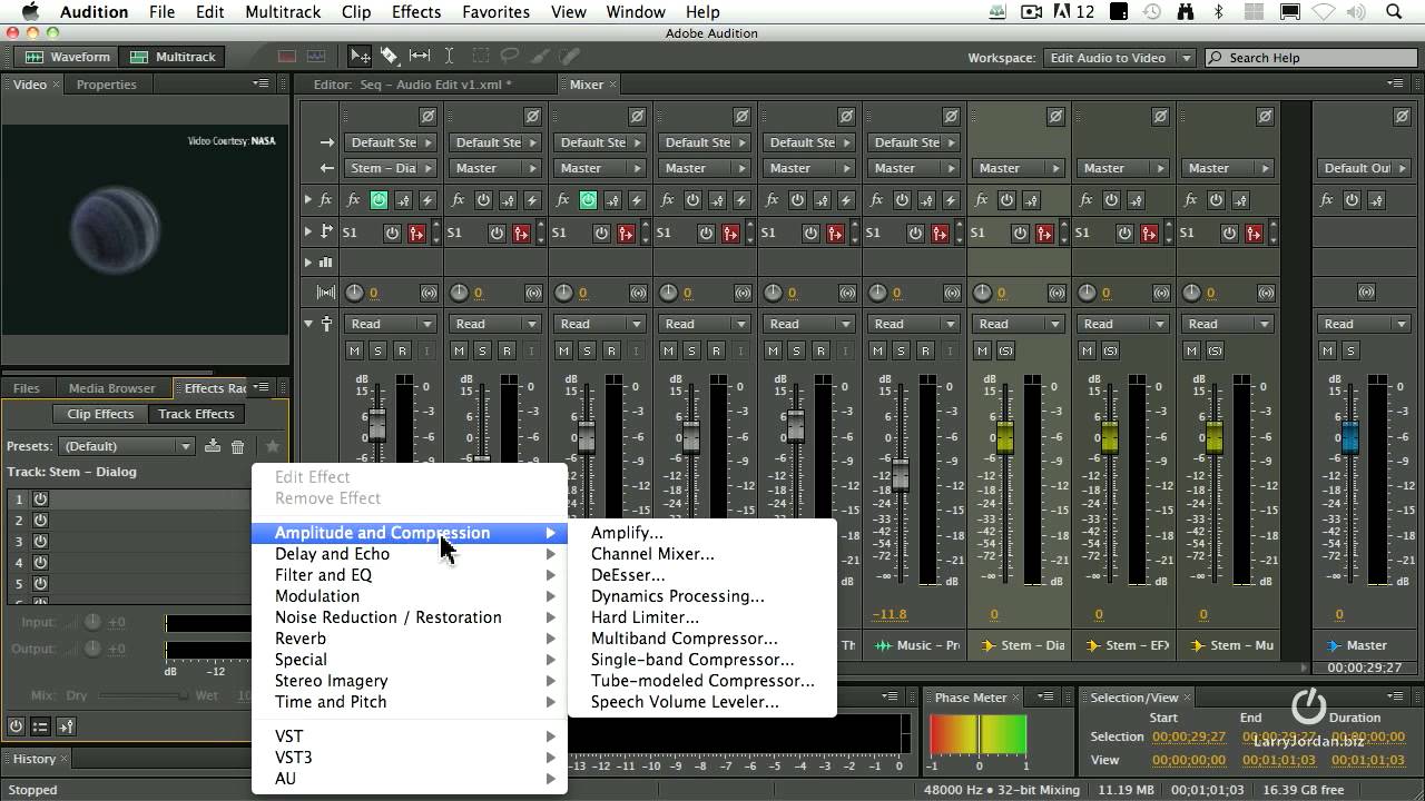 Adobe Audition - Create a Bus and Special Effect Hard Limiter
