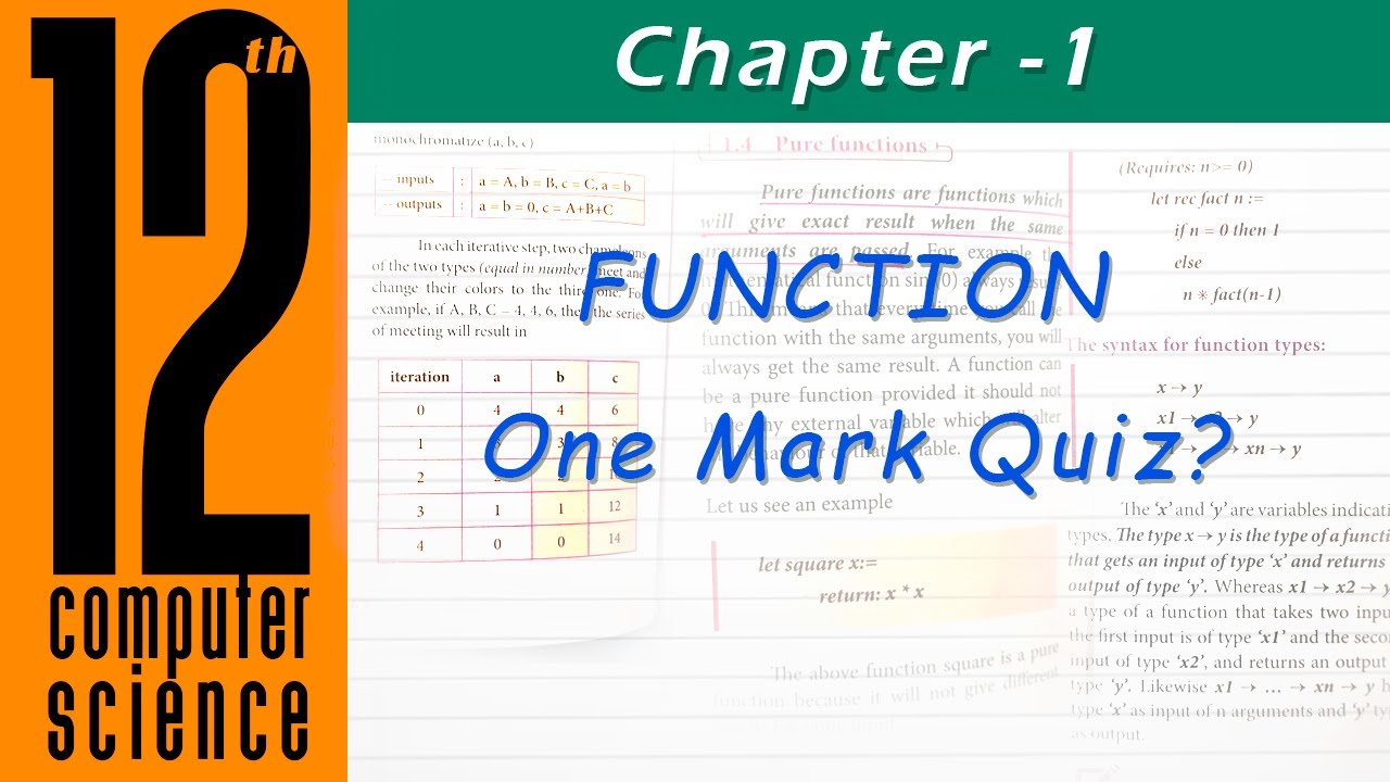 Function |one Mark Quiz