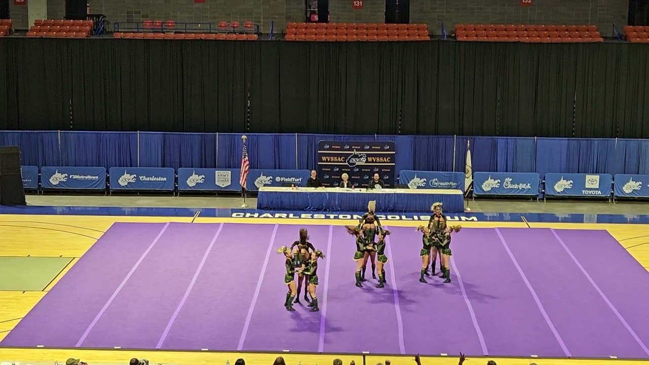 Brooke  High School at WVSSAC Class AAA State Cheer Competition 2024 💚🤍🐾