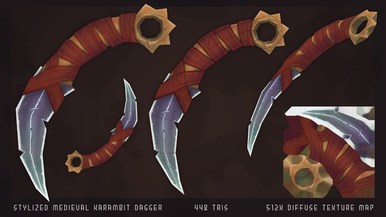 | PigArt | BLENDER: Hand painted medieval dagger