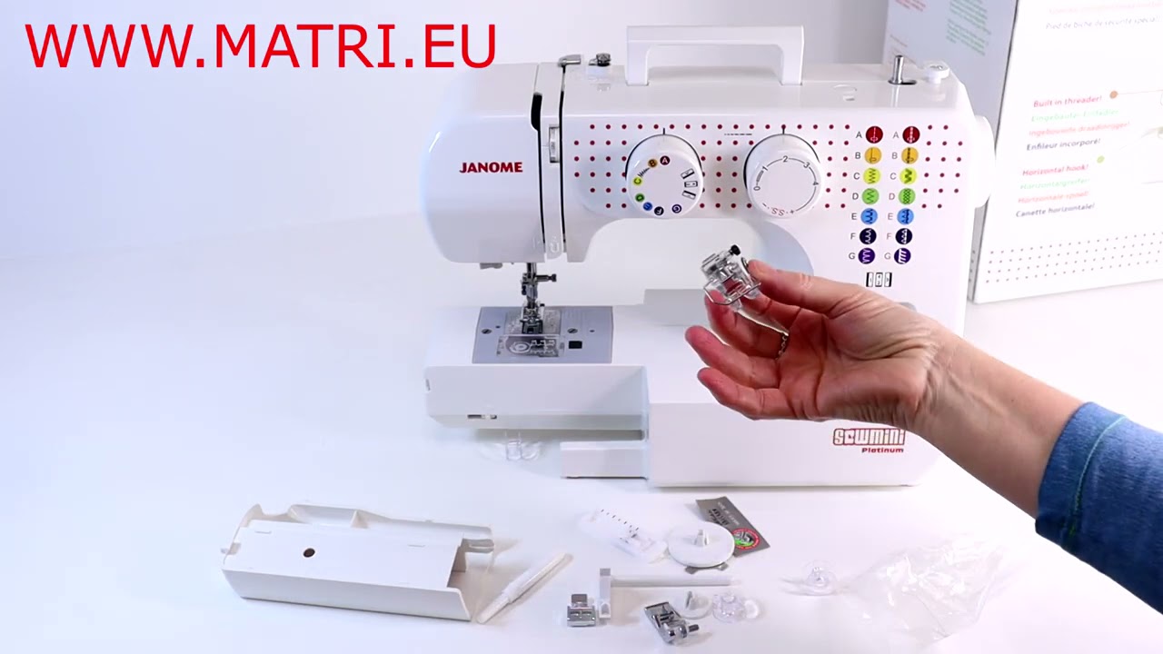 Janome Mini Platinum sewingmachine what's in the box