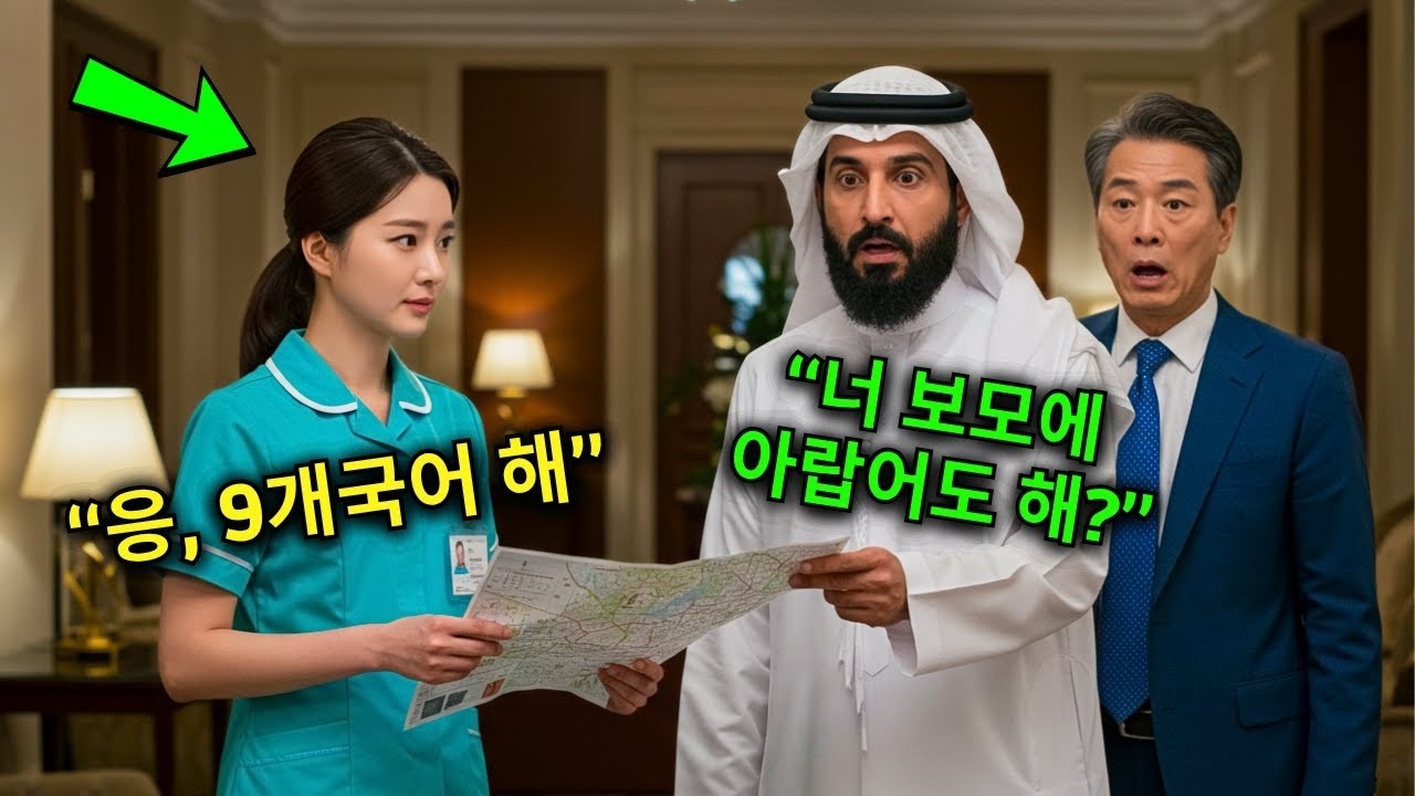 그 누구도 아랍인 CEO의 말을 이해하지 못했다  그때 보모가 나서서 도와주겠다고 했다  그녀의 백만장자 상사는 충격에 빠졌다