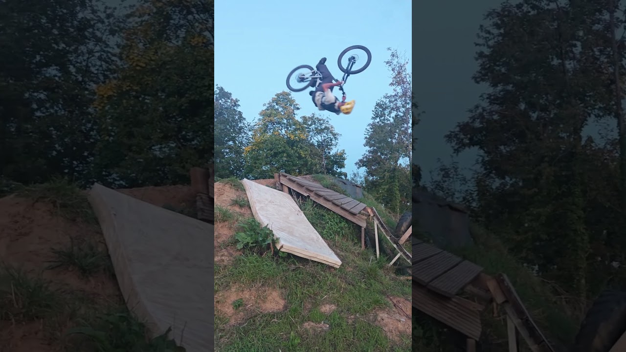 big backflip crash, fortunately no injury. #fails #mtb #mtbfail #crash #bike #ride