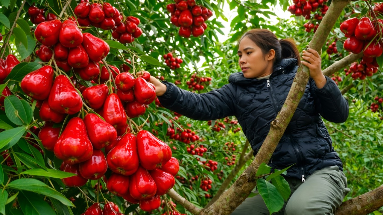 Harvesting and selling rose apples - Going to the fair with family and cooking delicious dishes