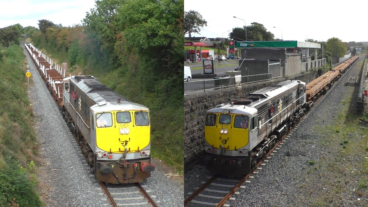073 on empty & laden Steel Trains in counties Carlow, Kilkenny & Waterford (16/17-9-2016)
