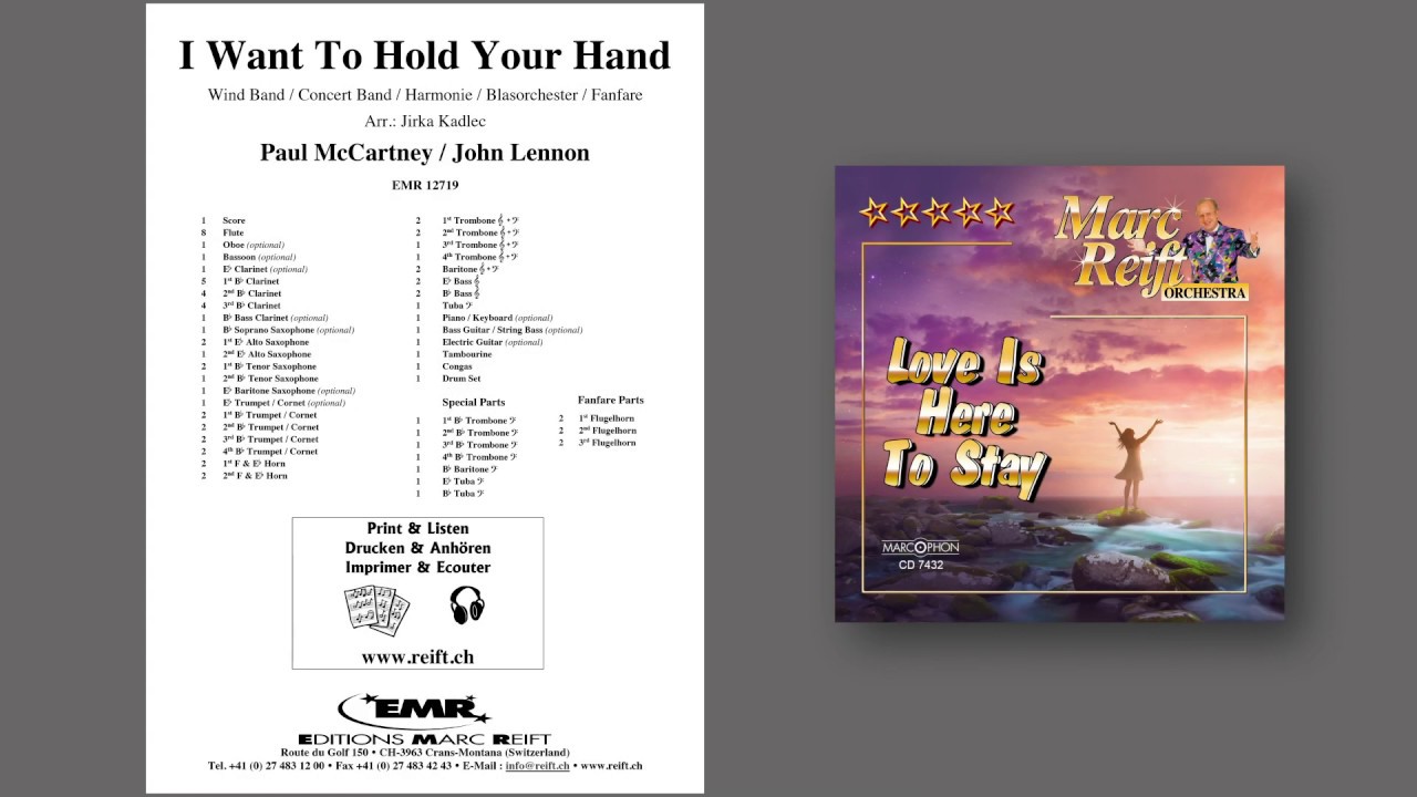 Editions Marc Reift –  McCartney/Lennon: I Want To Hold Your Hand - for Concert Band