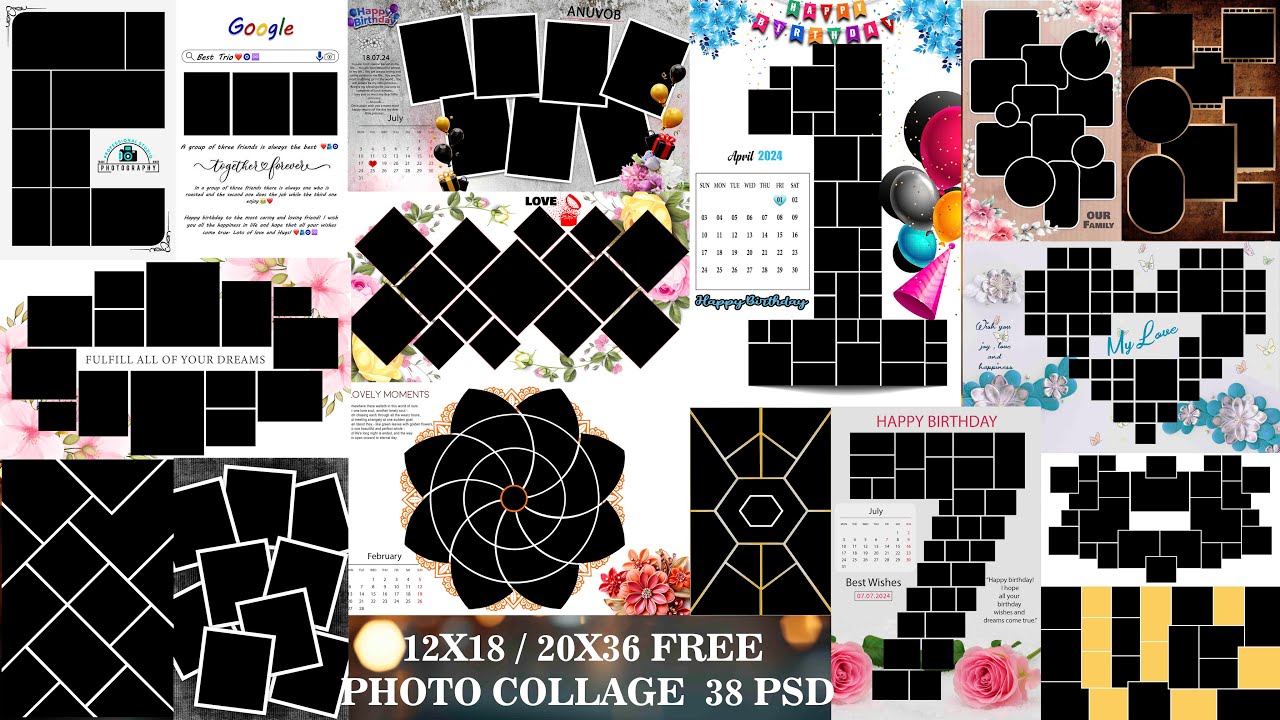 12x18/20x36 photo collage 38 photo frame ideas 2024 heart shaped photo collage | ABTL- 49