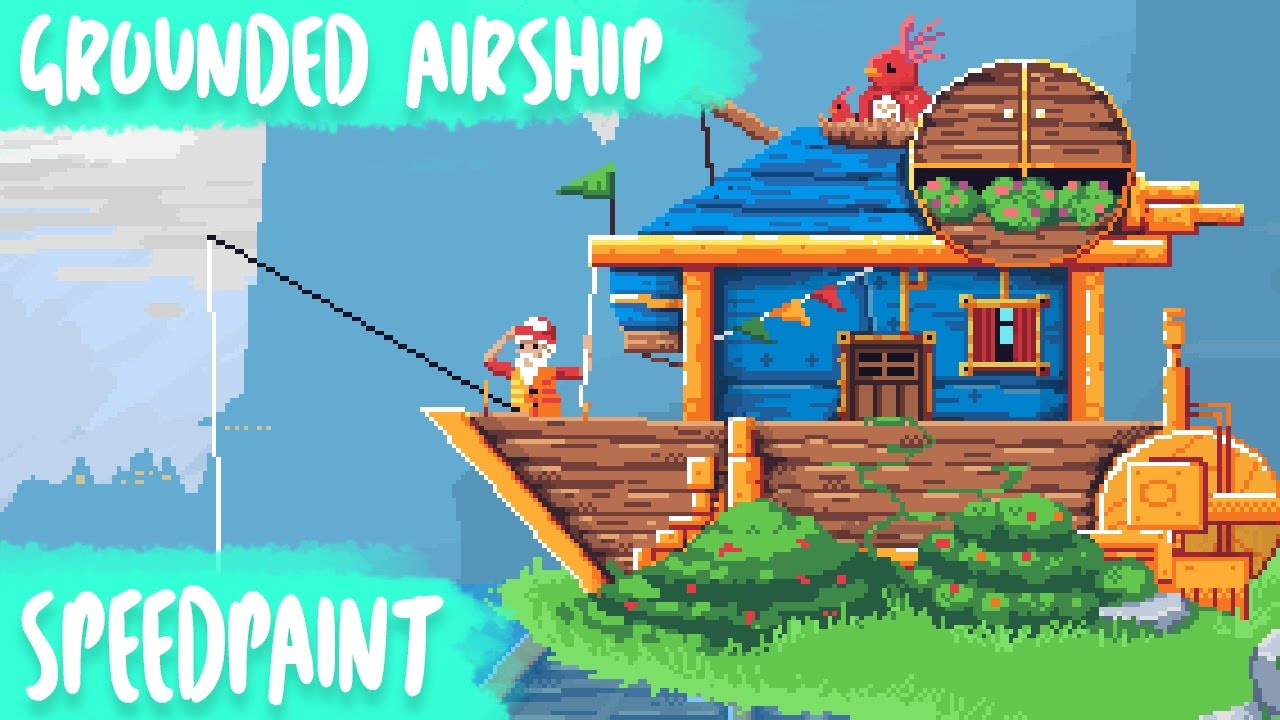 The Grounded Airship - A Pixel Art Speed Paint