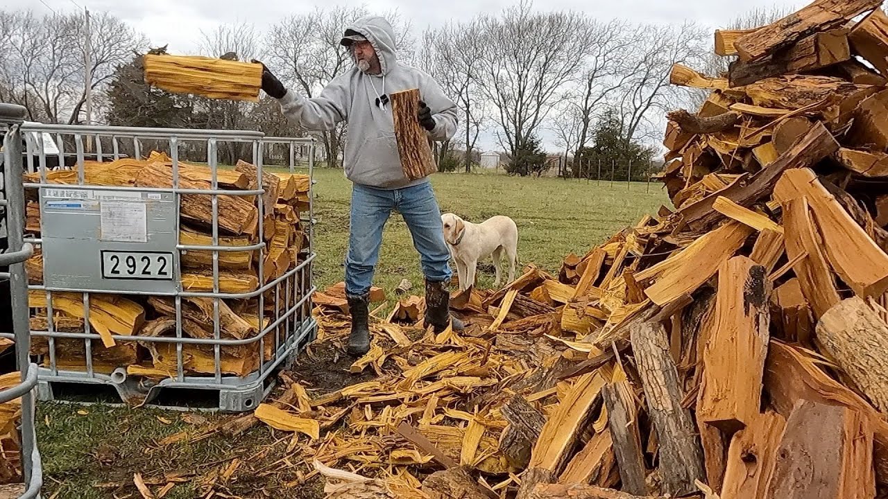 Stacking Firewood In IBC Totes
