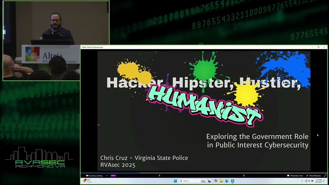 RVAsec 2025: Christopher Cruz - Hacker, Hipster, Hustler, Humanist: Establishing the Gov's Role...