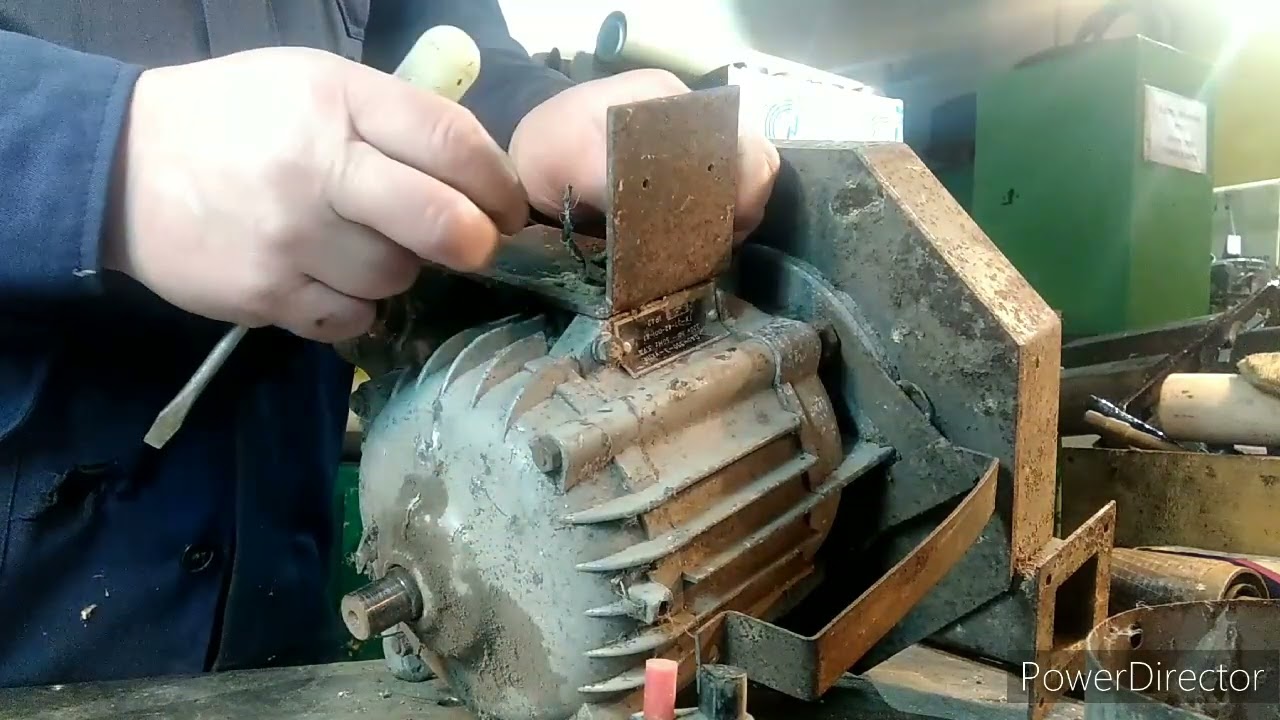 Ремонт однофазного электродвигателя с зернодробилки  (1 часть)