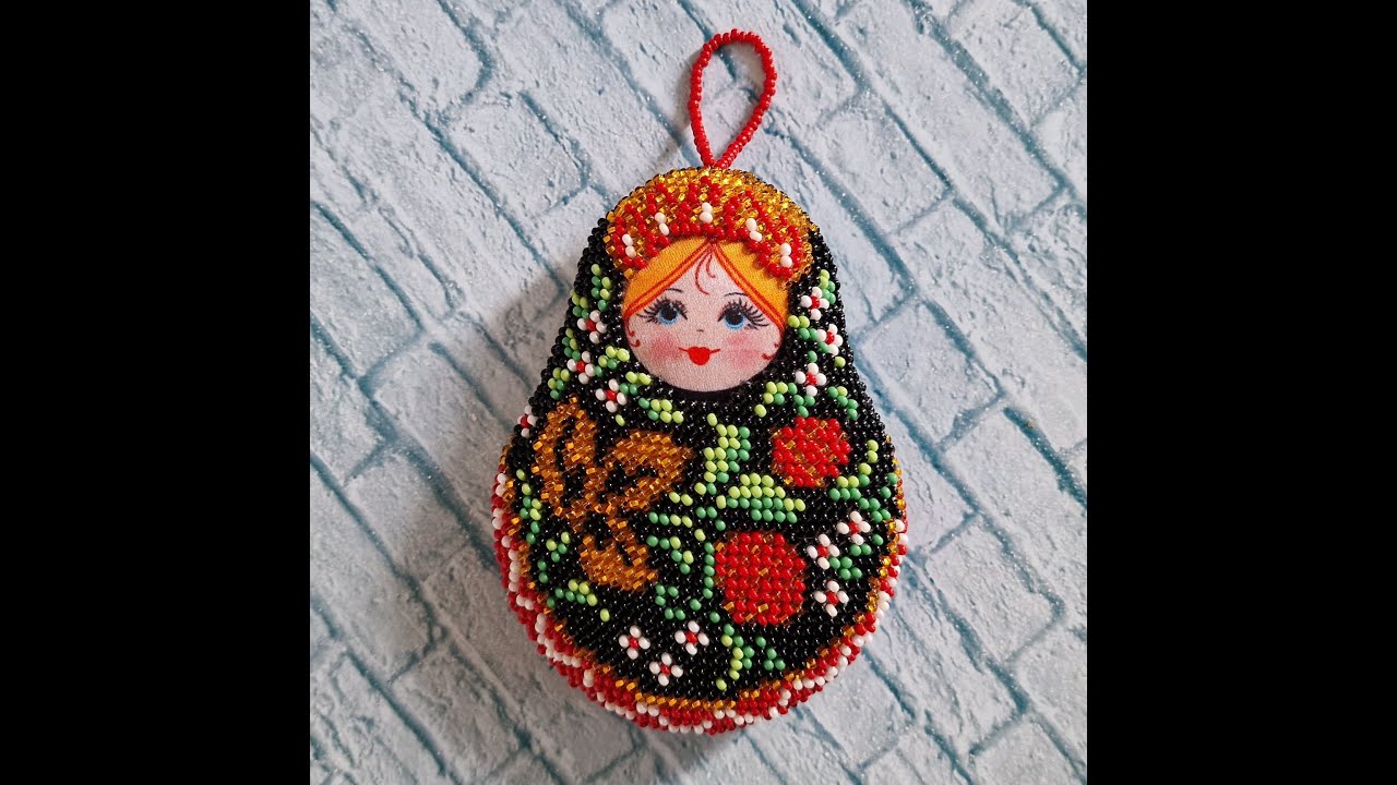 553. Матрешка Хохлома. Радуга бисера. Готовая работа