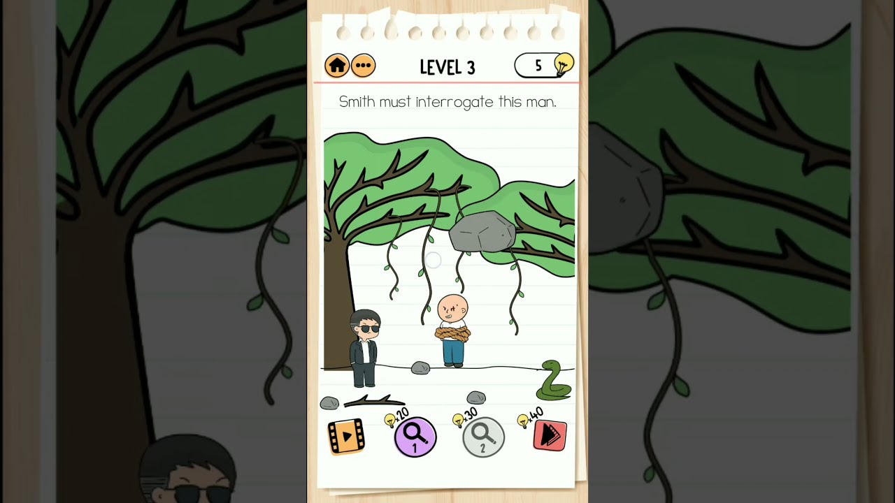 Brain Test 2 Level 3 Smith and Joe part 1, Smith must interrogate this man.