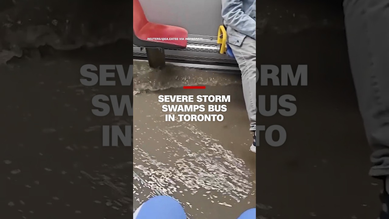 Severe storm swamps bus in Toronto