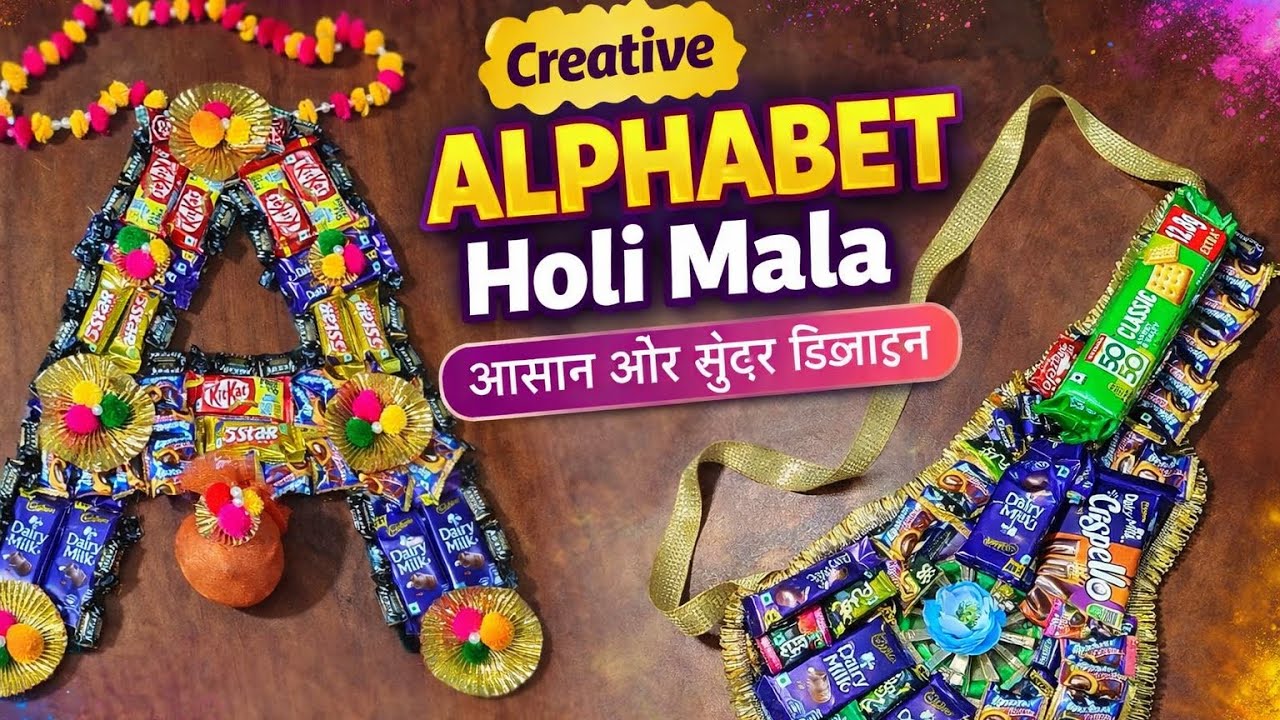 🎊 Creative Alphabet Holi Mala | आसान और सुंदर डिज़ाइन | Holi mala part-3