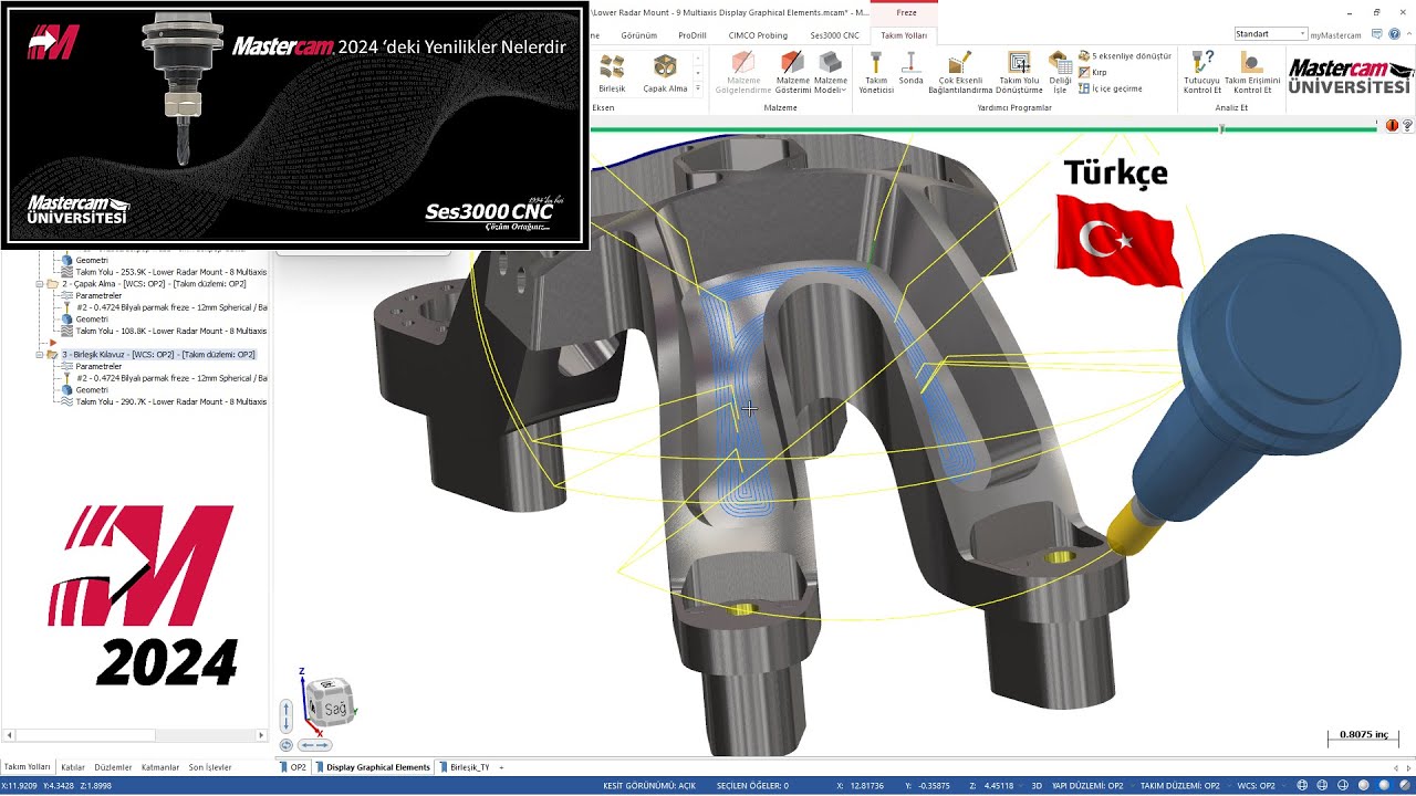 Mastercam2024 Çoklu Eksen (5-Eksen) Finiş İşleme Birleşik Takımyolundaki Geliştirmeler