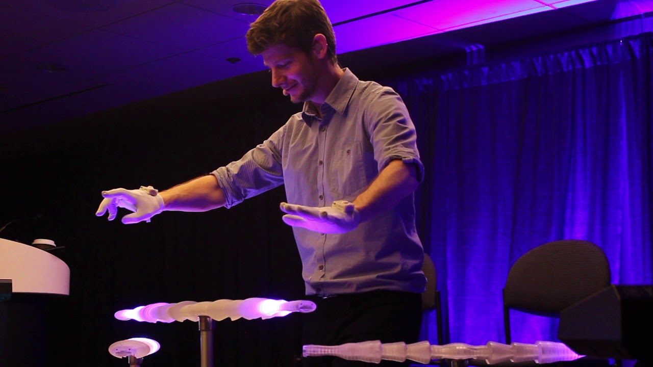 Kevin Doucette with The Firefly at NAMM Show A3E Wearable Music w #intel #a3e @HyunJaiLEE