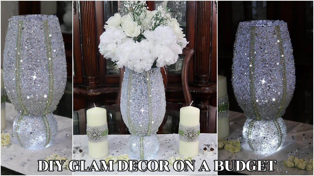 DIY DOLLAR STORE CRUSH GLASS GLAM WEDDING CENTERPIECE | DIY WEDDING DECOR ON A BUDGET FT BEEBEECRAFT