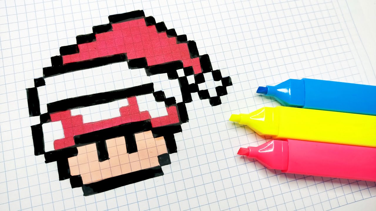 Handmade Pixel Art - How to draw a Santa Claus mushroom #pixelart