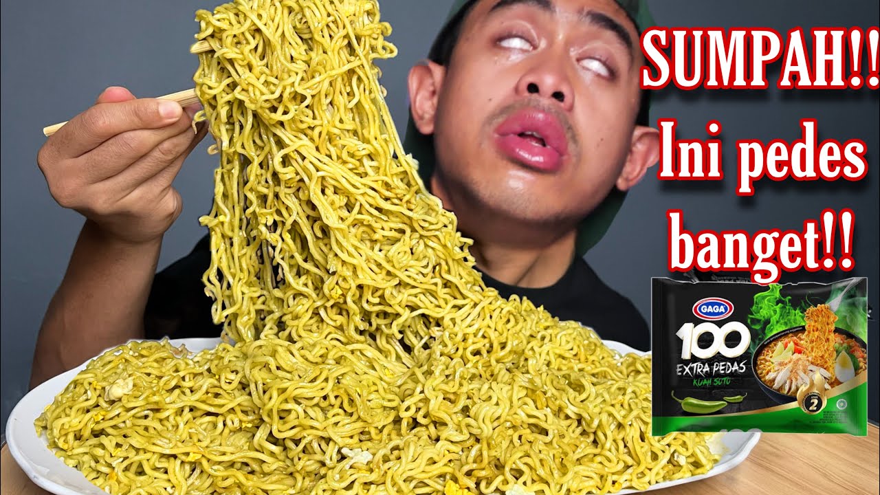 MUKBANG 10 BUNGKUS MIE TERPEDAS GAGA 100 ekstra pedas LEVEL 7 !!