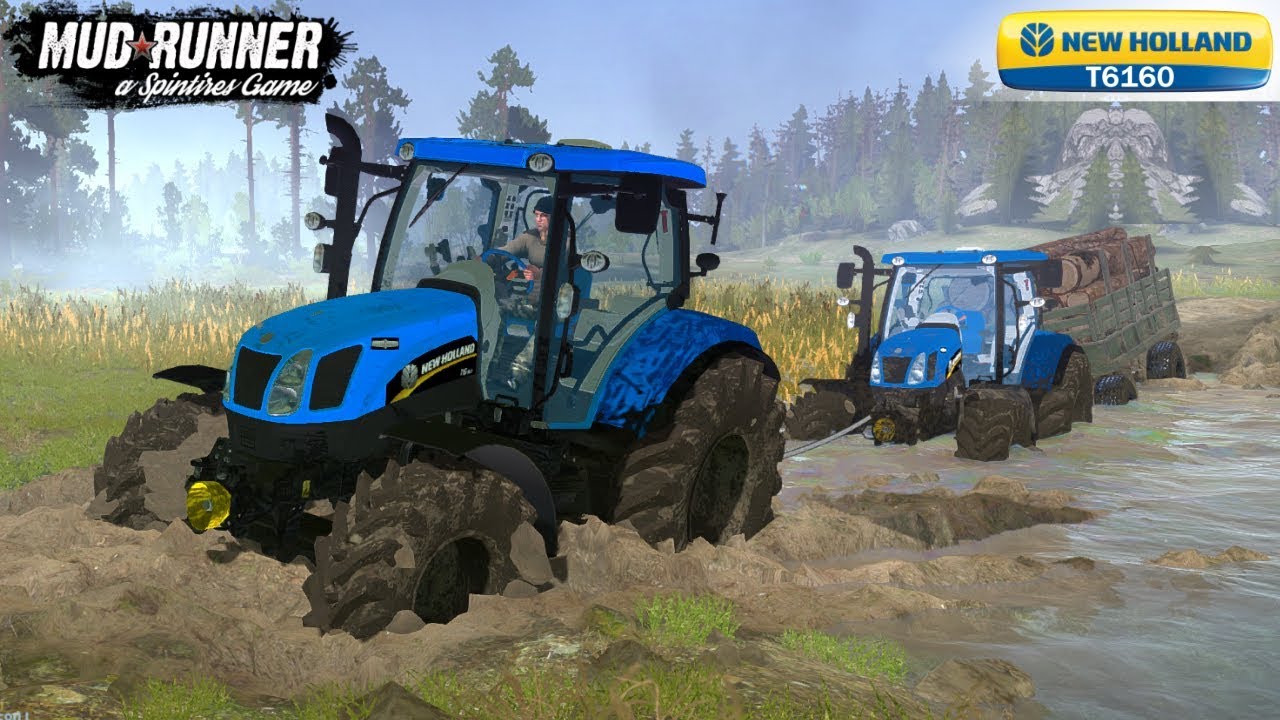 Spintires: MudRunner - NEW HOLLAND Pulls Out A Stuck Forestry Tractor