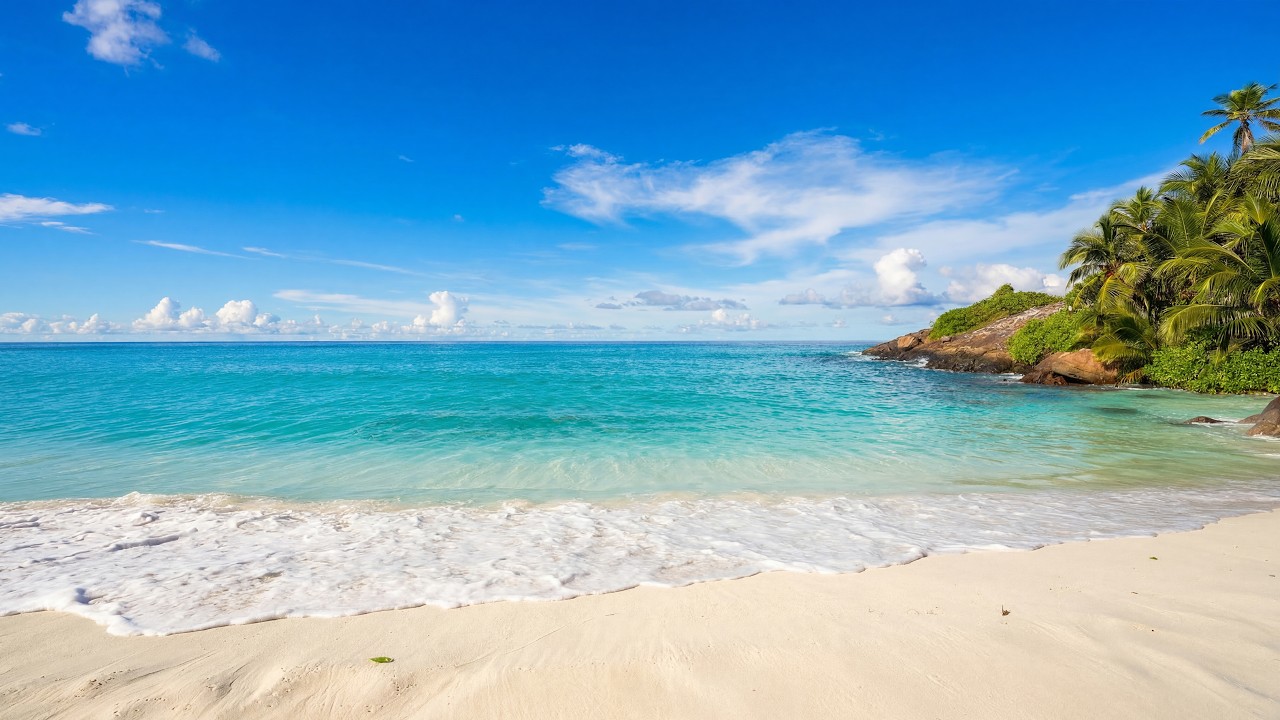 Seychelles Ocean 4K 🏝 Tropical Beach & Ocean Waves Sounds for Relaxation