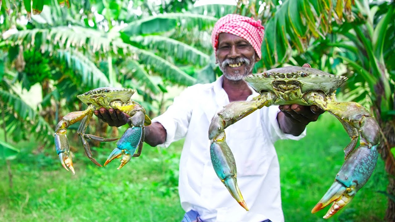 MONSTER CRABS COOKING in TENDER COCONUT | பெரிய கலி நண்டு| Traditional Recipe | Village Grandpa Show