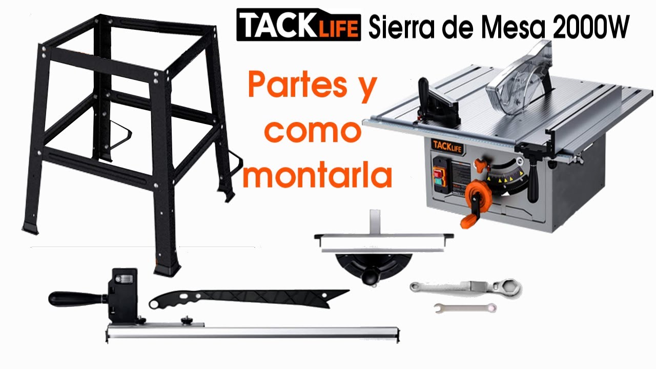 Sierra de mesa Tacklife 2000W partes y como montarla