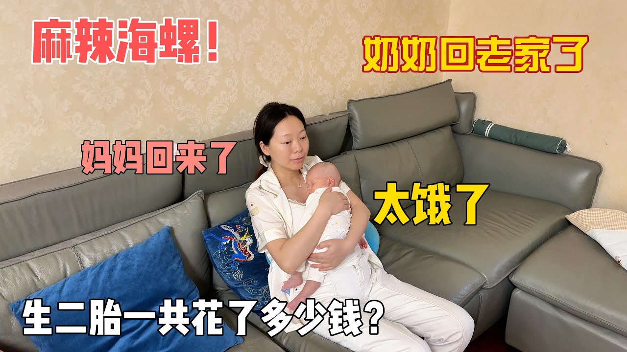 现在生二胎在医院要花多少钱？我们一共花了这么多。奶奶回老家小泽的饭盒丢了，鸡婆出门帮找小嘉饿的哇哇叫！两个妹妹饿了一天，幸好家里还有海螺，麻辣海螺真香！