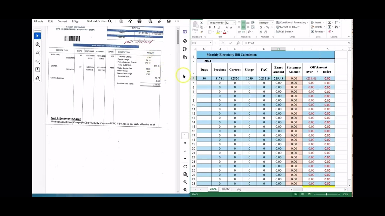 2024 CUC Fuel Adjustment Charge (FAC) Calculator