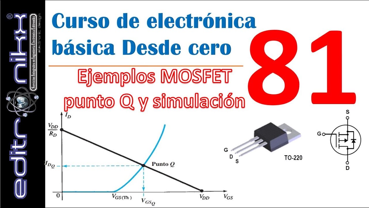 curso de electrónica básica  (#81 ejemplos de MOSFET - recta de carga y simulación en Multisim)