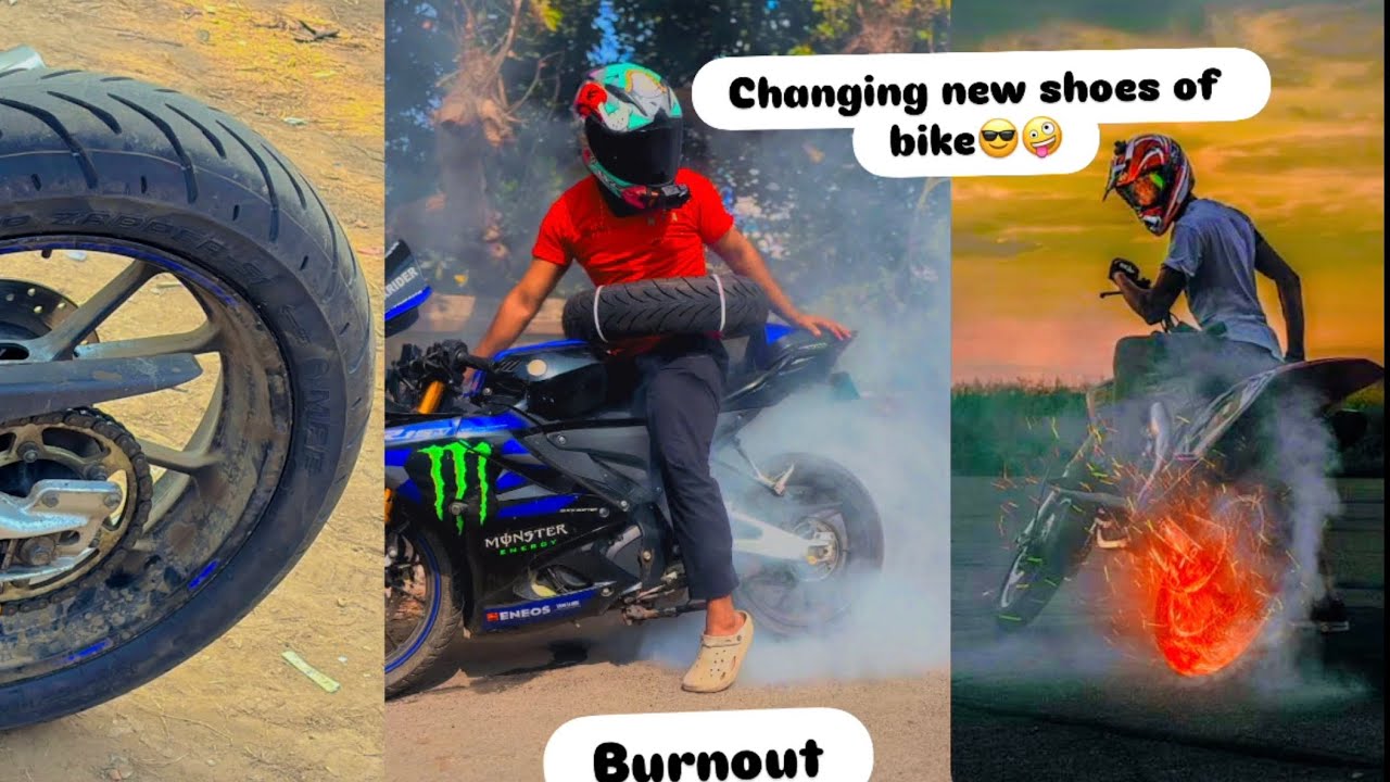 New tyre￼ for Dilruba ❤️🤪 tire, changing video of r15m😎￼#r15 #automobile #motovolgger #viral #viral 