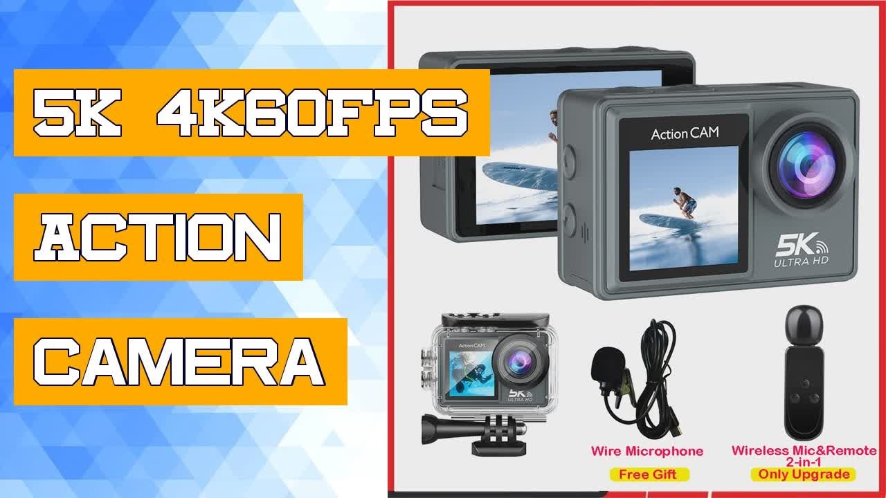 5K 4K60FPS Action Camera Dual IPS Touch LCD EIS 170&deg; 30M Waterproof 5X Zoom Go Sport Pro Camera With
