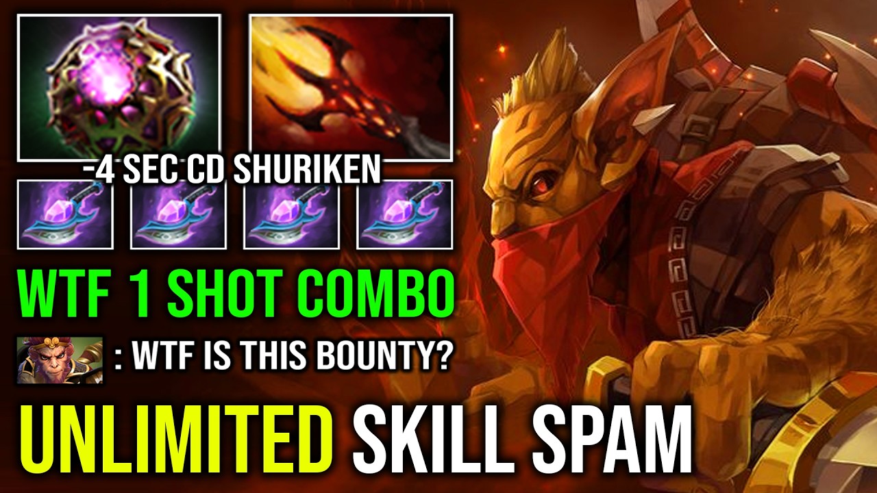 UNLIMITED SKILL SPAM 1 Shot Shuriken Dagon Combo Invisible Ganker Solo Mid Bounty Hunter Dota 2