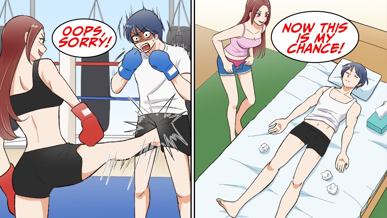 At a boxing gym, a pretty girl with beautiful legs kicked me right in the croch  [Manga Dub]