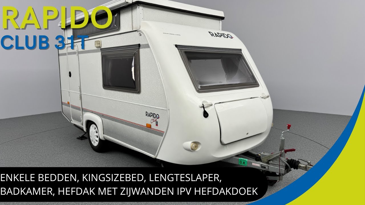Rapido Club 31T 2000 | COMPACTE CARAVAN MET HEFDAK VOORTENT CASETTELUIFEL FIETSENDRAGER MAX 50 KG