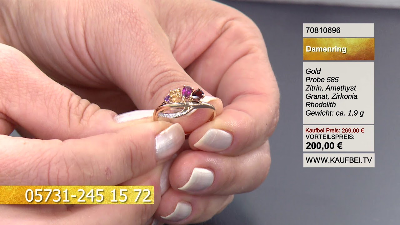 Damenring 585 Rotgold mit Zirkonia, Amethyst, Granat, Rhodolith und Citrin | Kaufbei Schmuck