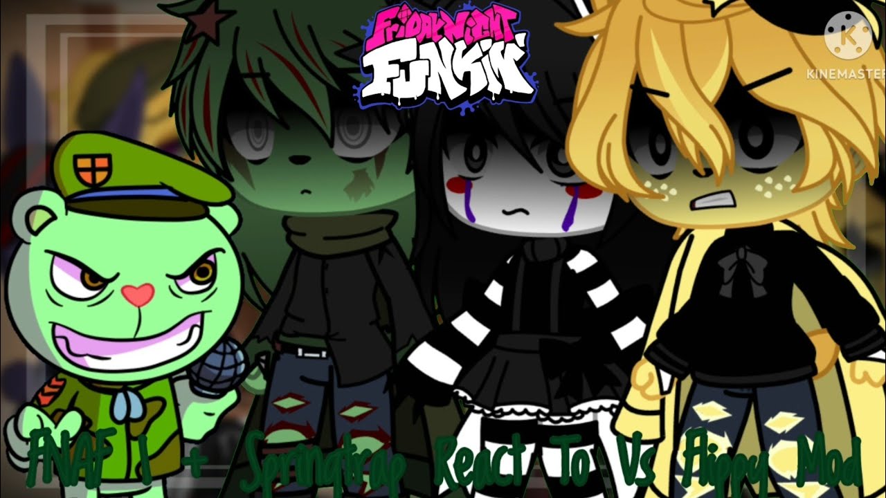 FNAF 1 + Marionette & Springtrap React To FNF Vs Flippy Mod || Gacha Club