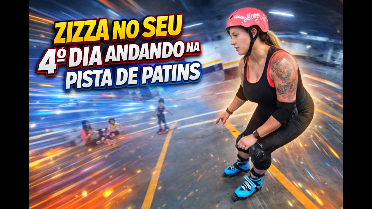 Zizza perdeu o medo 😱➡️😄 e agora está andando na pista | Evolução real no patins