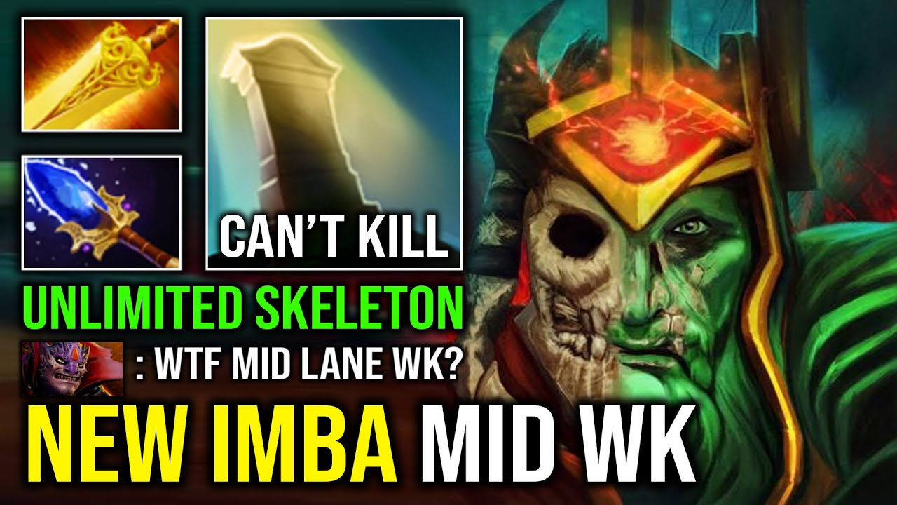 How to 1v5 Mid & Jungle Wraith King Created Skeleton Army Max Slotted Raid Boss Super Carry Dota 2
