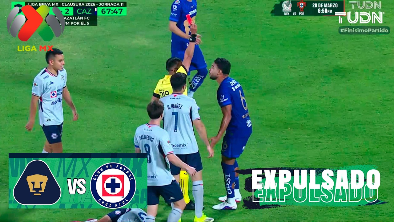 ¡SE VA EXPULSADO! Pumas 1-2 Cruz Azul | Liga MX - Jornada 11 Clausura 2026 | TUDN