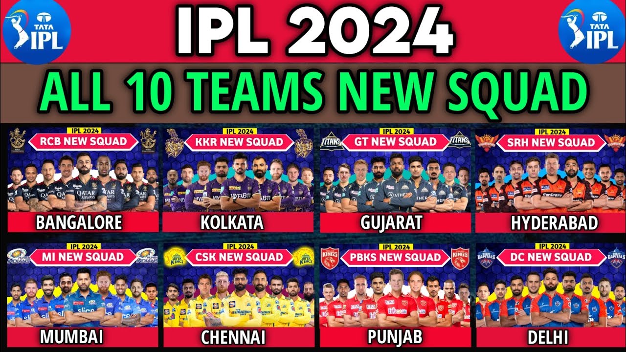 IPL 2024 - All Team Squad | All 10 Teams Full Squad IPL 2024 | CSK, MI, RCB, KKR, GT Squad IPL 2024