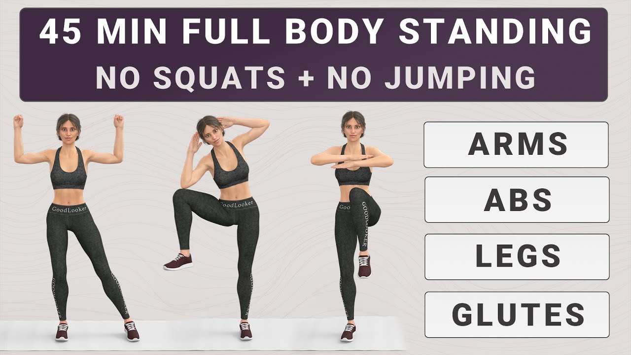 45 min All Standing Fat Burning Workout⚡ ARMS + ABS + LEGS // No Jumping No Squat (60 Exercises)