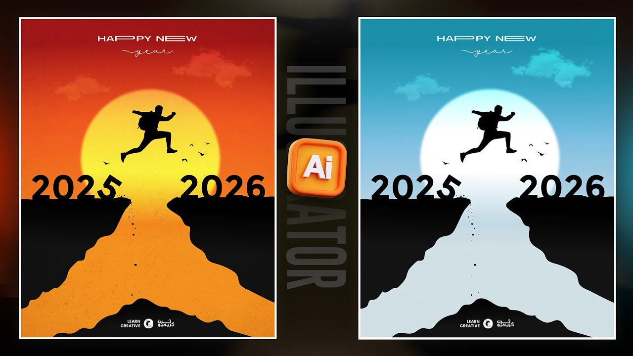 Новогодний дизайн 2026 в Adobe Illustrator | Уроки по Illustrator | Идеи новогоднего дизайна 2026