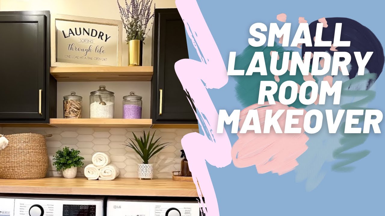 Small Closet Laundry Room Makeover Cute AND Functional