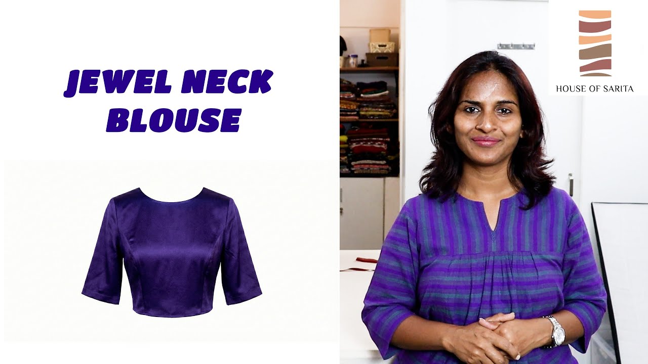 How to draft jewel neck blouse or band gala blouse.