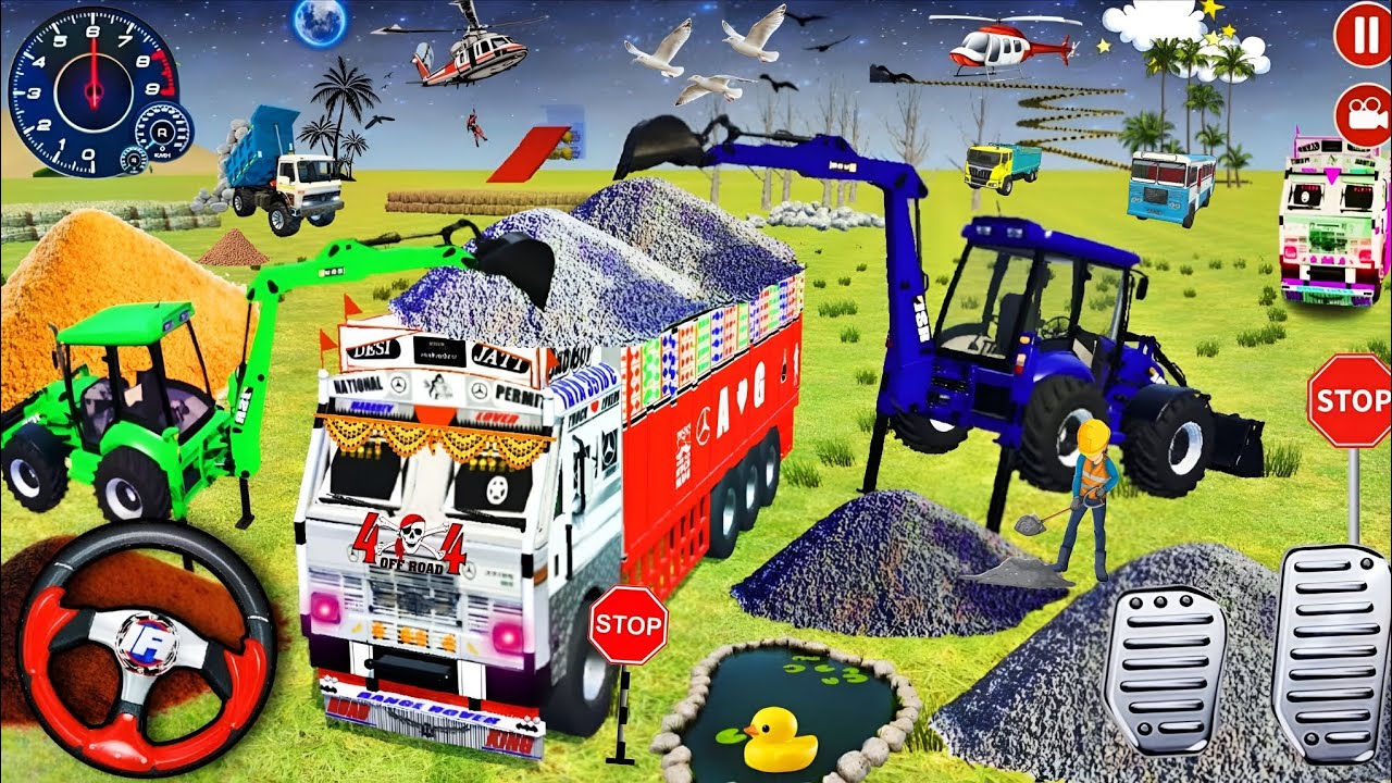 🛑 Drive jcb 🕹️ and uploading stone 🛻🚨 from dumper truck in game 