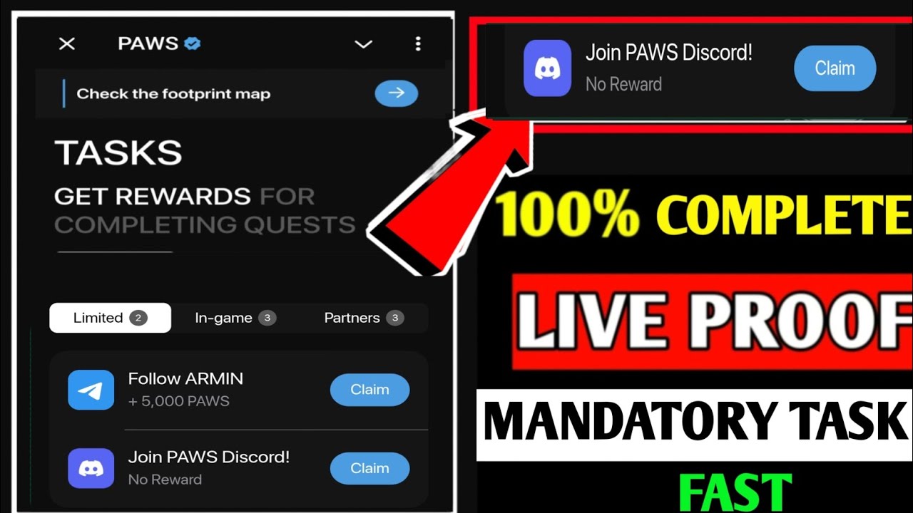 Follow ARMIN Paws New Task | Join PAWS Discord! Paws New Quest | Paws New Mystery Quest