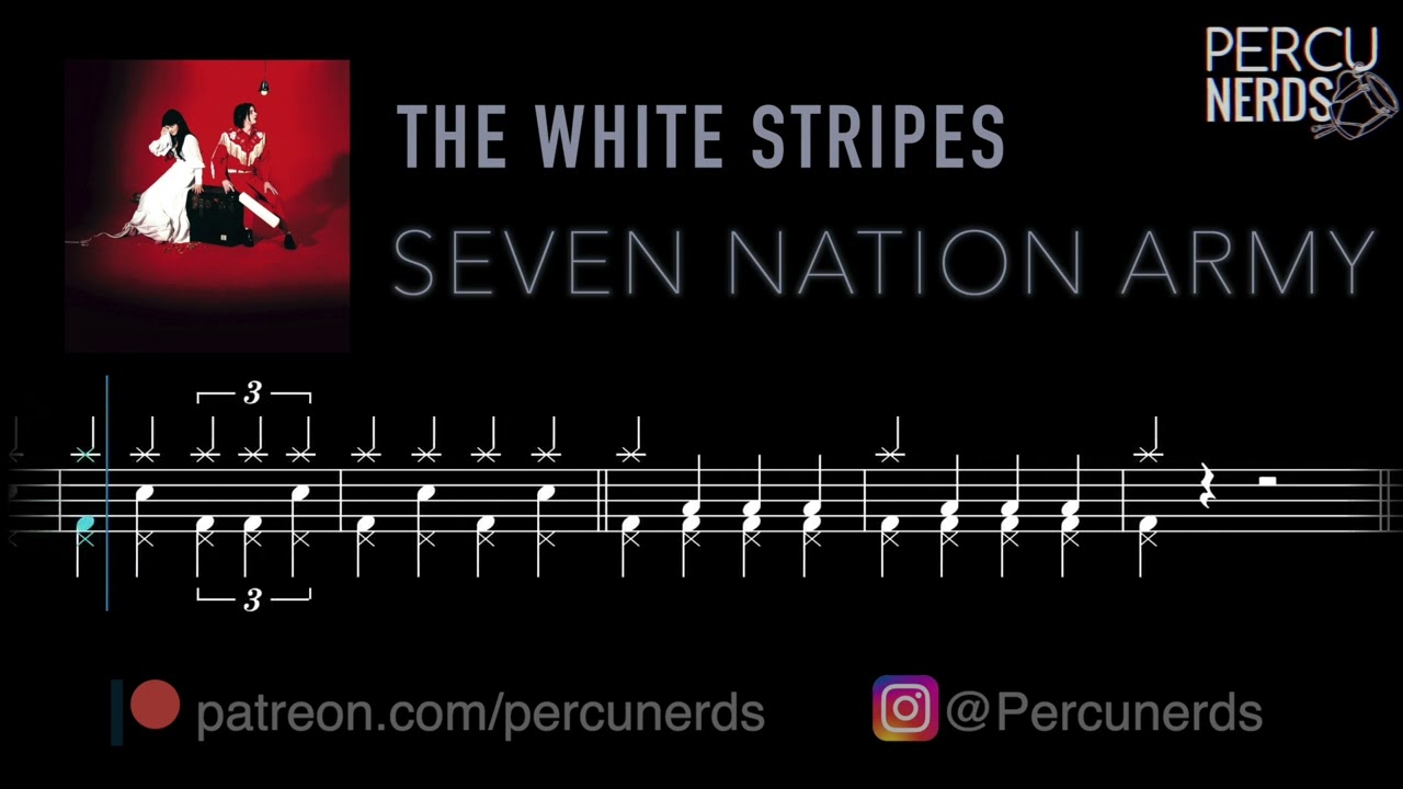 Seven Nation Army - The White stripes | Drumless + Drum transcription (DRUMKARAOKE)